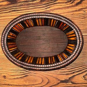 Vintage Bamboo Decorative Boho Oval Basket Storage Decor Tablescape
